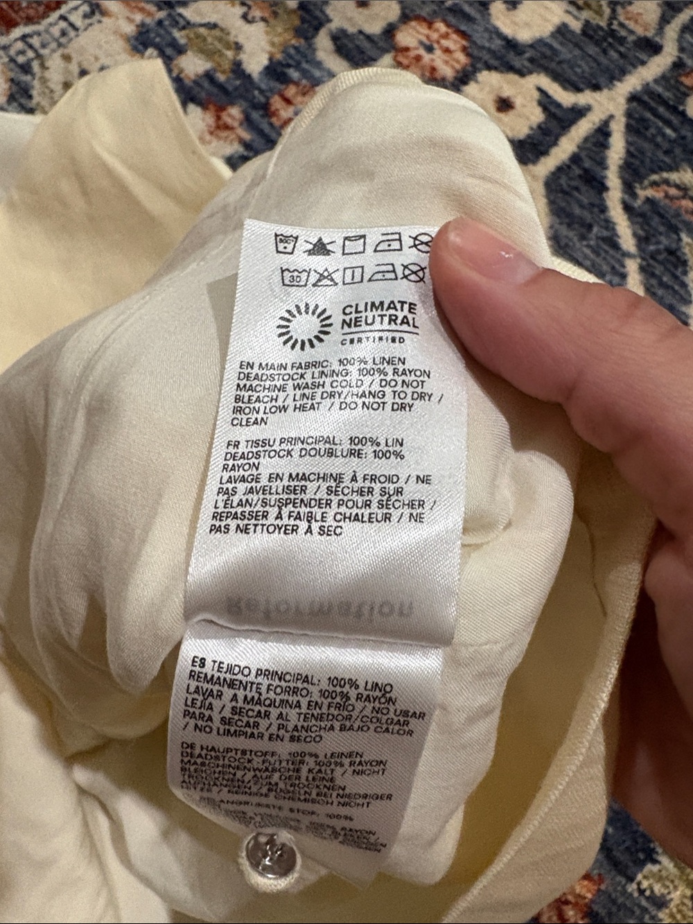 Reformation “Addison” Cream Linen Vest/Shell top with covered buttons - Picture 4 of 4